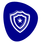Blaues Icon eines Schildes mit einem Stern in der Mitte, symbolisiert Schutz oder Sicherheit