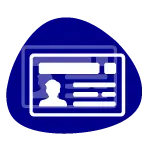 Blaues Icon mit einer weißen Mitgliedskarte für 'Mitglied werden'.