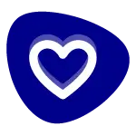 Blaues Icon mit einem weißen Herz für 'Spaß, Leidenschaft, Respekt und Fairplay'